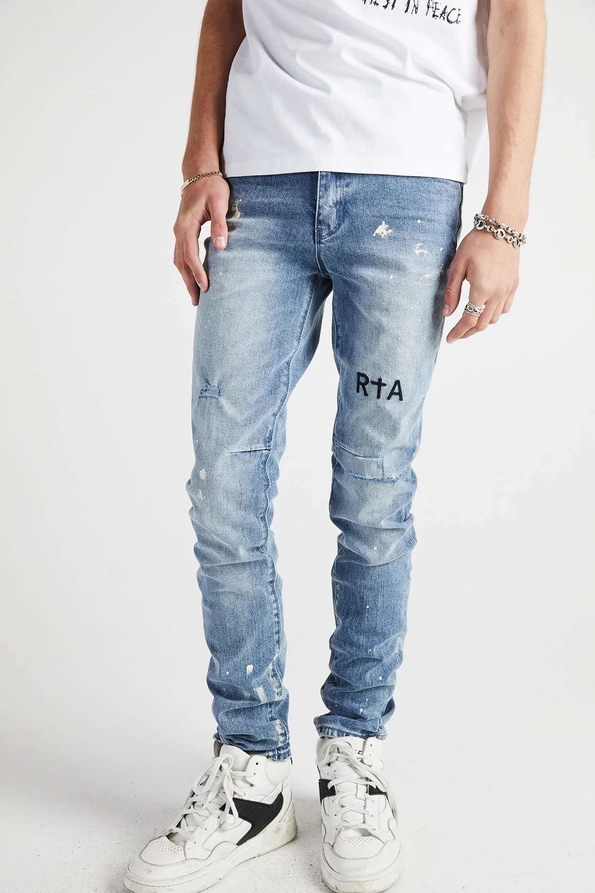 CLAYTON SKINNY JEAN | DISTRESSED WHITE PAINT