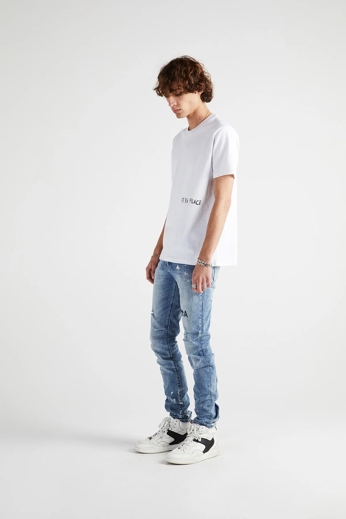 CLAYTON SKINNY JEAN | DISTRESSED WHITE PAINT