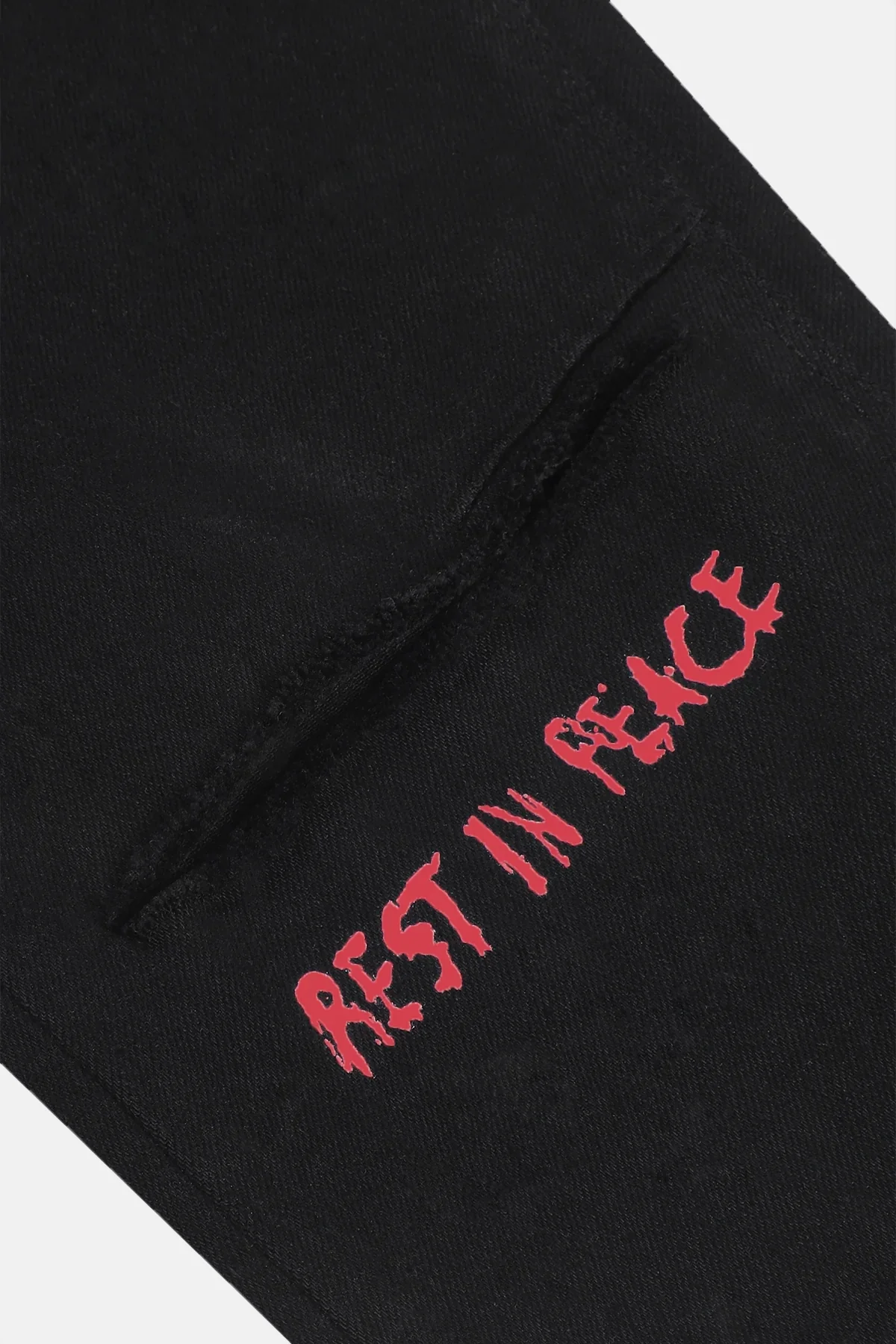 BRYANT RIPPED SKINNY JEAN | BLACK RED REST IN PEACE
