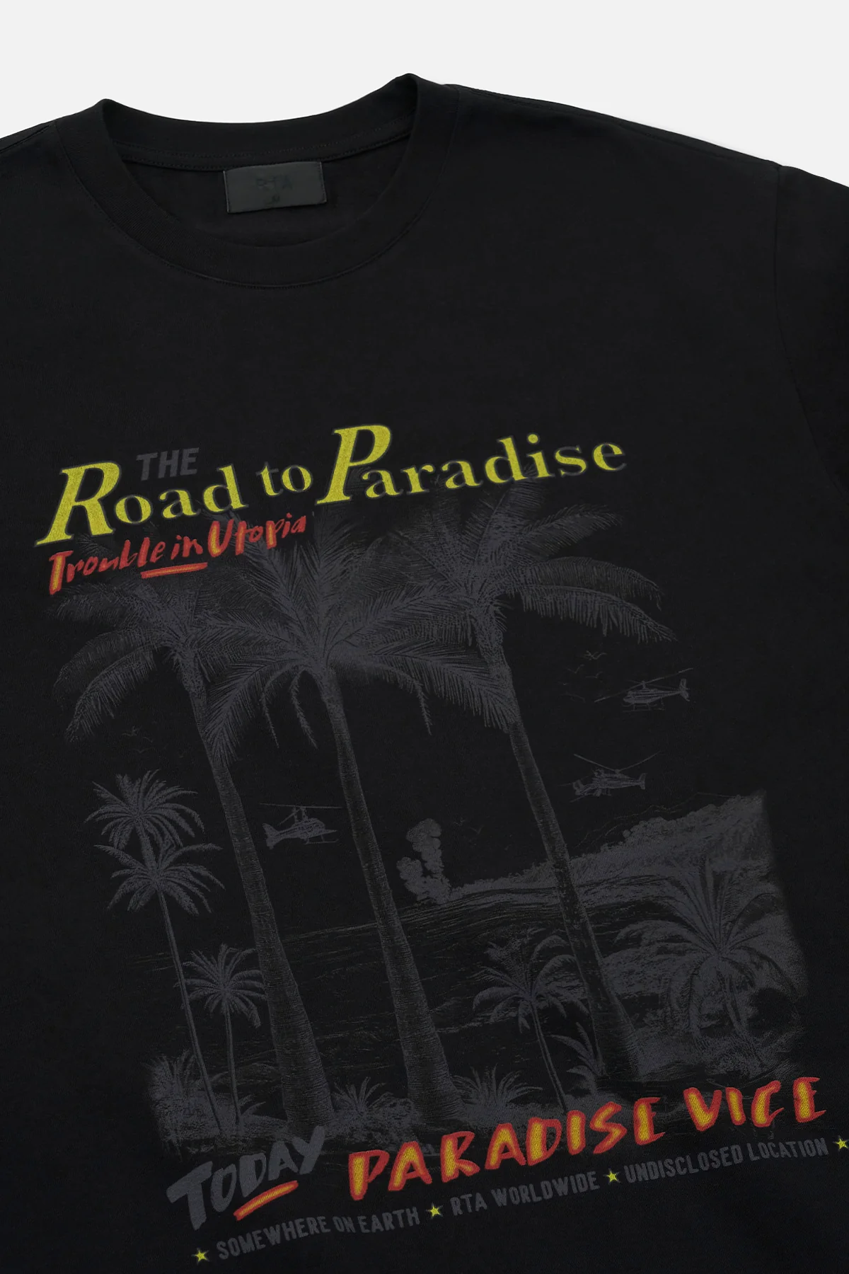 COLIN OVERSIZED SHORT SLEEVE TEE | BLACK ROAD TO PARADISE