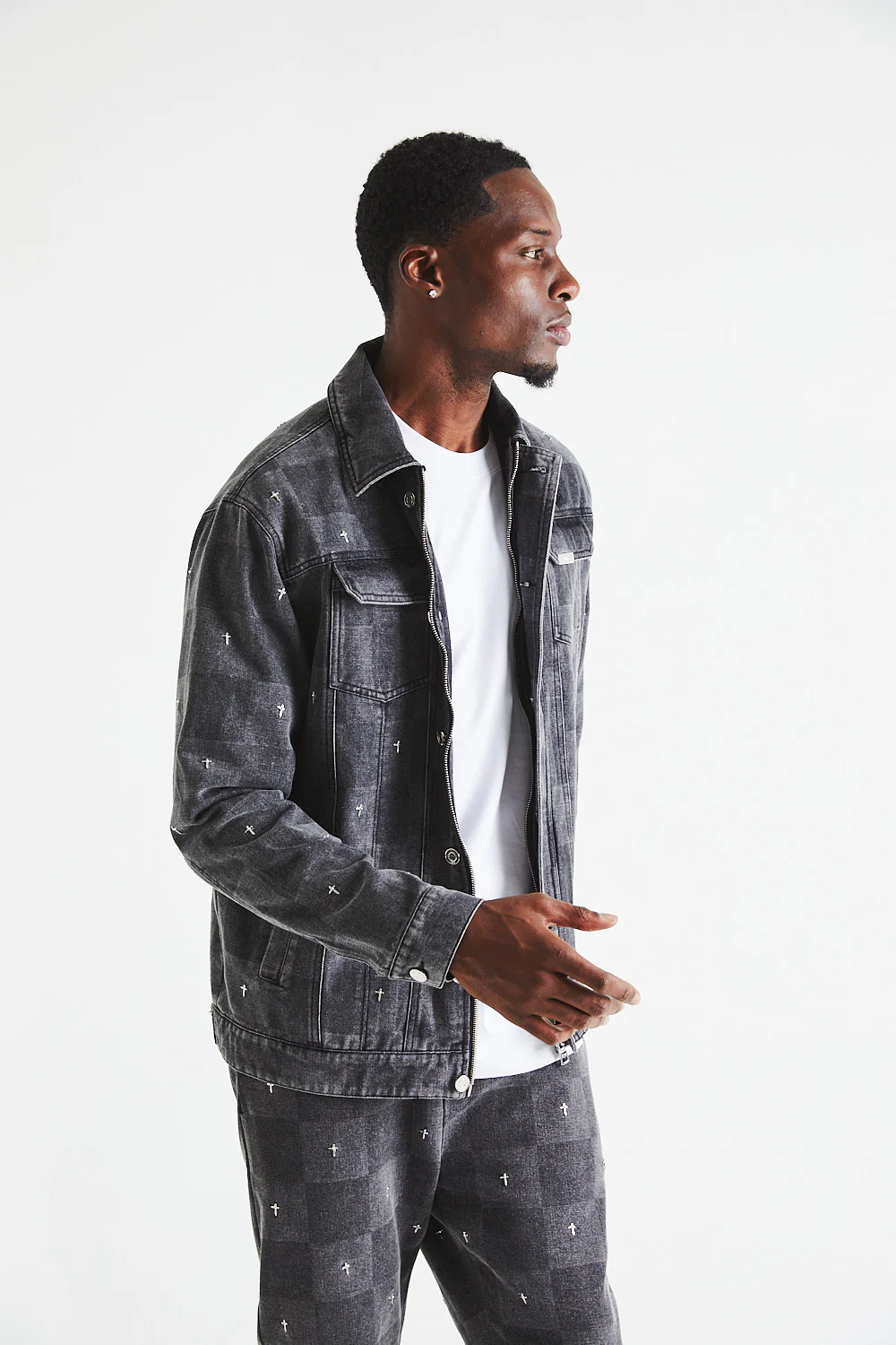 DANNY DENIM JACKET | GREY CROSS CHECKER