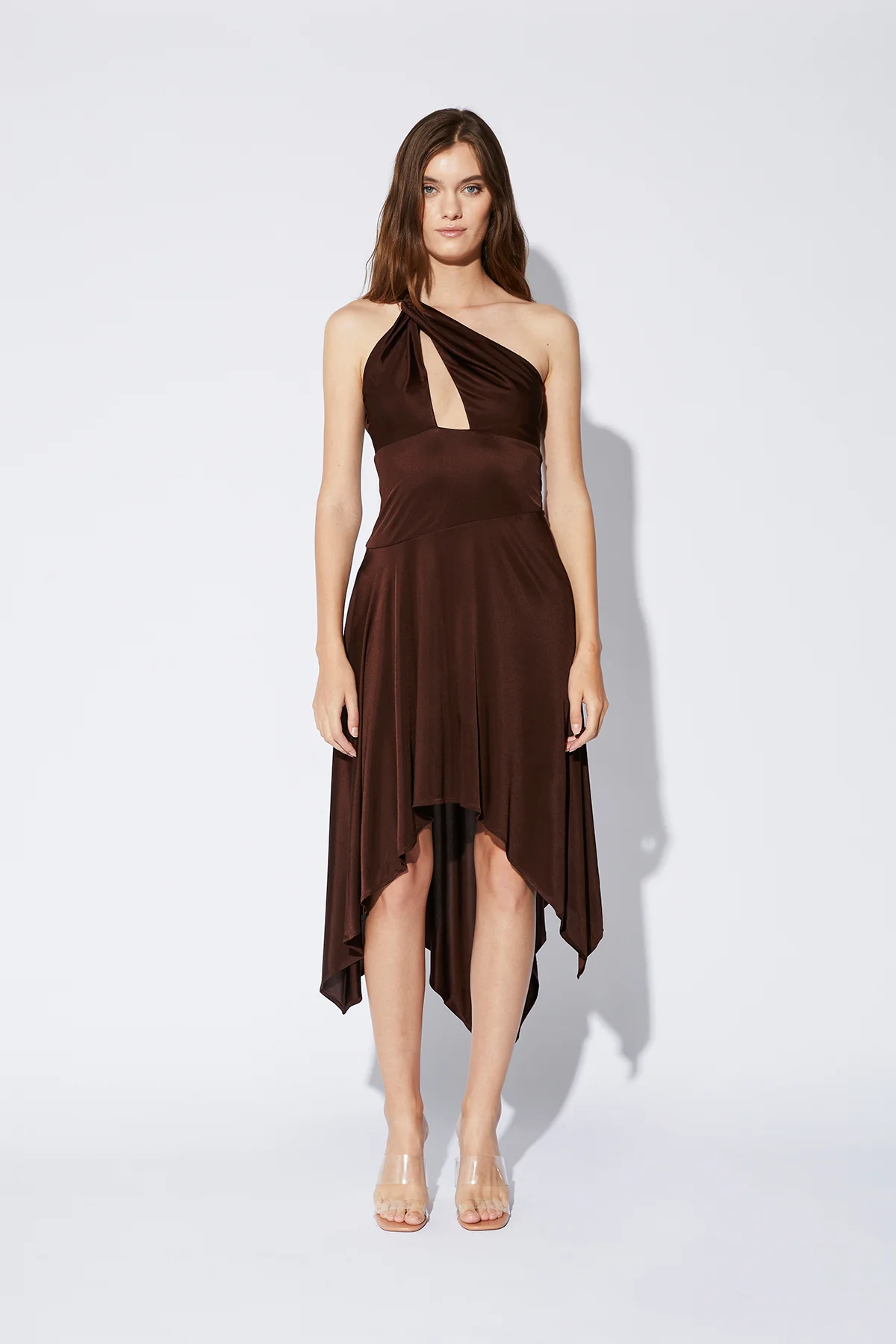 LOGO RING ONE SHOULDER DRESS