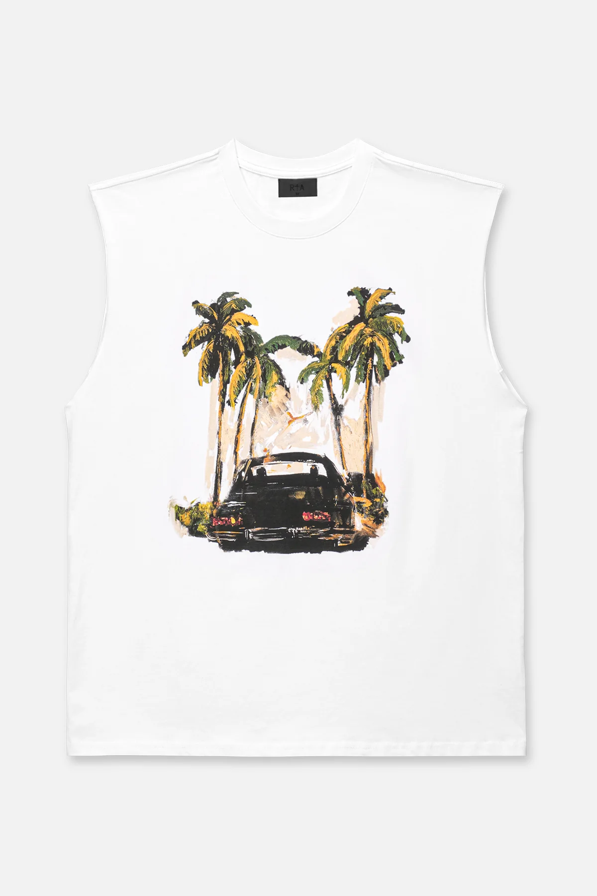 TERRY MUSCLE TEE | WHITE CAR DRIFT