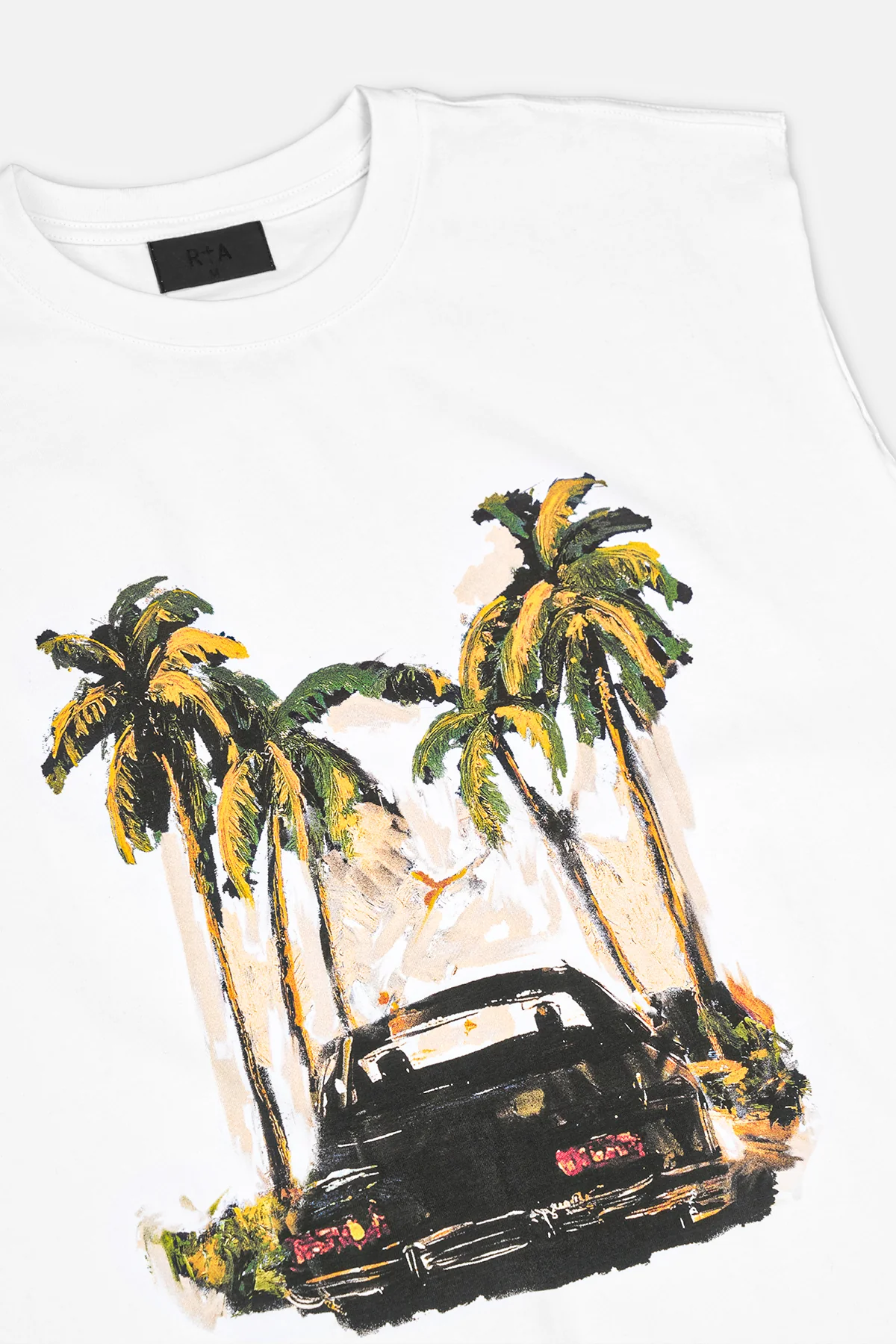 TERRY MUSCLE TEE | WHITE CAR DRIFT