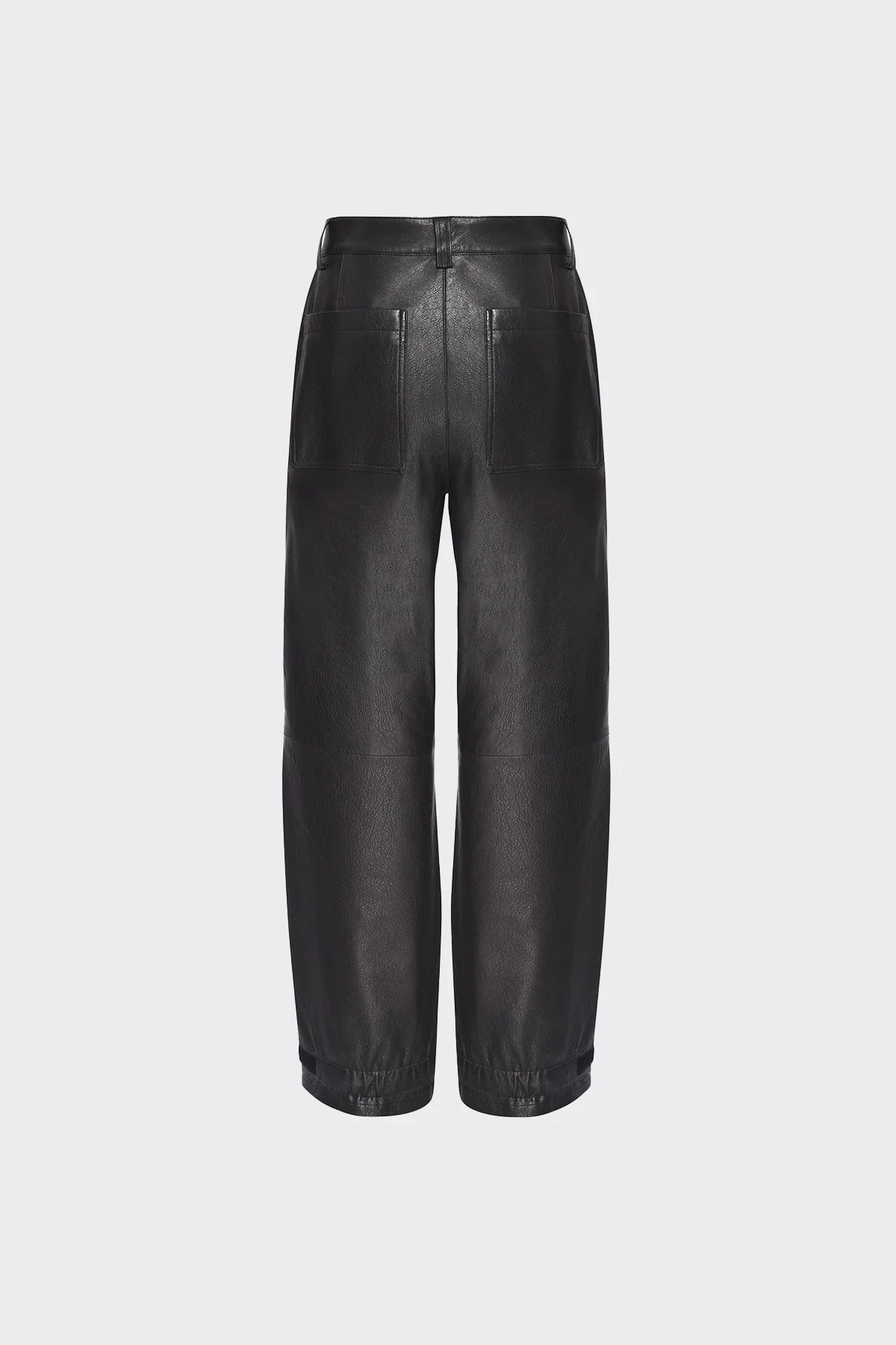 WIDE LEG LEATHER CARGO PANTS | BLACK